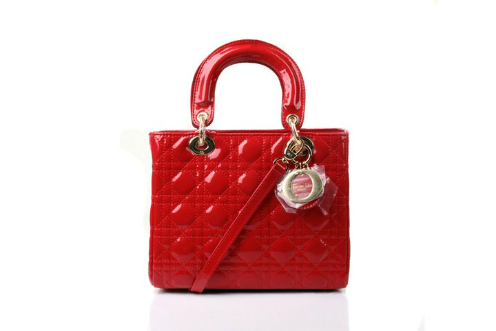 lady dior patent leather bag 6322 red with gold hardware